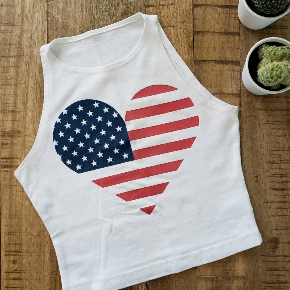 American Apparel Cropped Flag Tank 💙